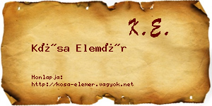 Kósa Elemér névjegykártya