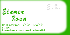 elemer kosa business card