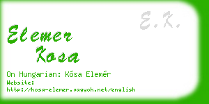 elemer kosa business card